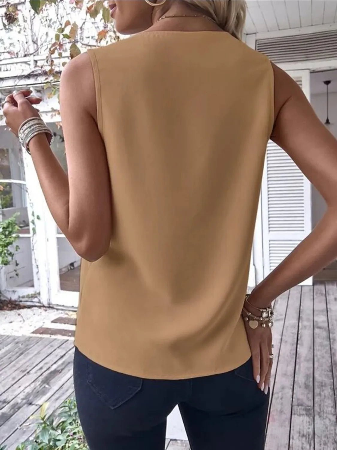 Full Size V - Neck Contrast Tank Plus Size women's fashion - N.O.T.WORLD N.O.TWORLD