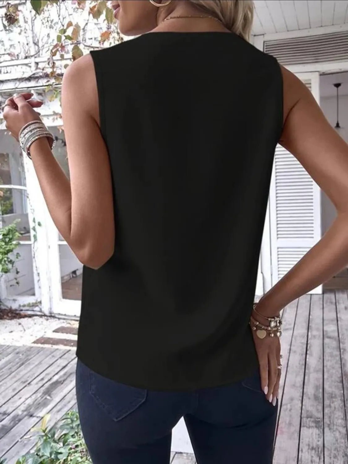 Full Size V - Neck Contrast Tank Plus Size women's fashion - N.O.T.WORLD N.O.TWORLD