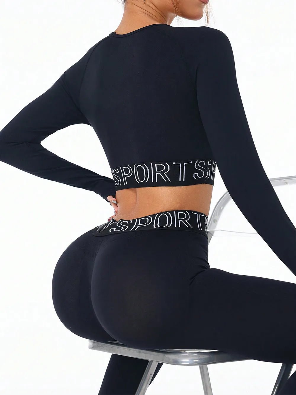 Letter Print Round Neck Long Sleeve Top and Leggings Active Set women's fashion - N.O.T.WORLD N.O.TWORLD