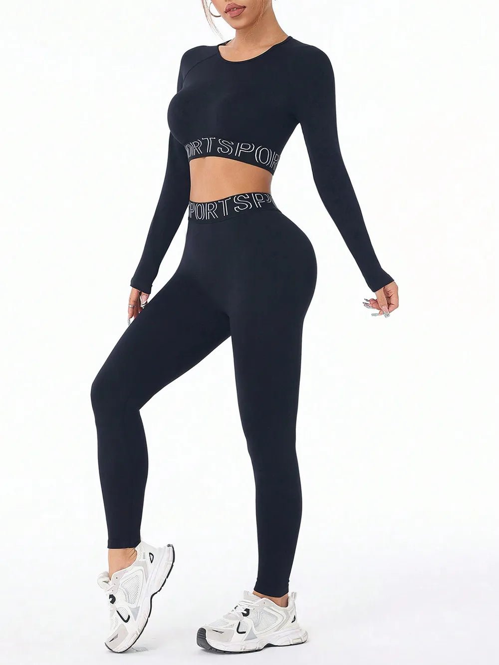 Letter Print Round Neck Long Sleeve Top and Leggings Active Set women's fashion - N.O.T.WORLD N.O.TWORLD