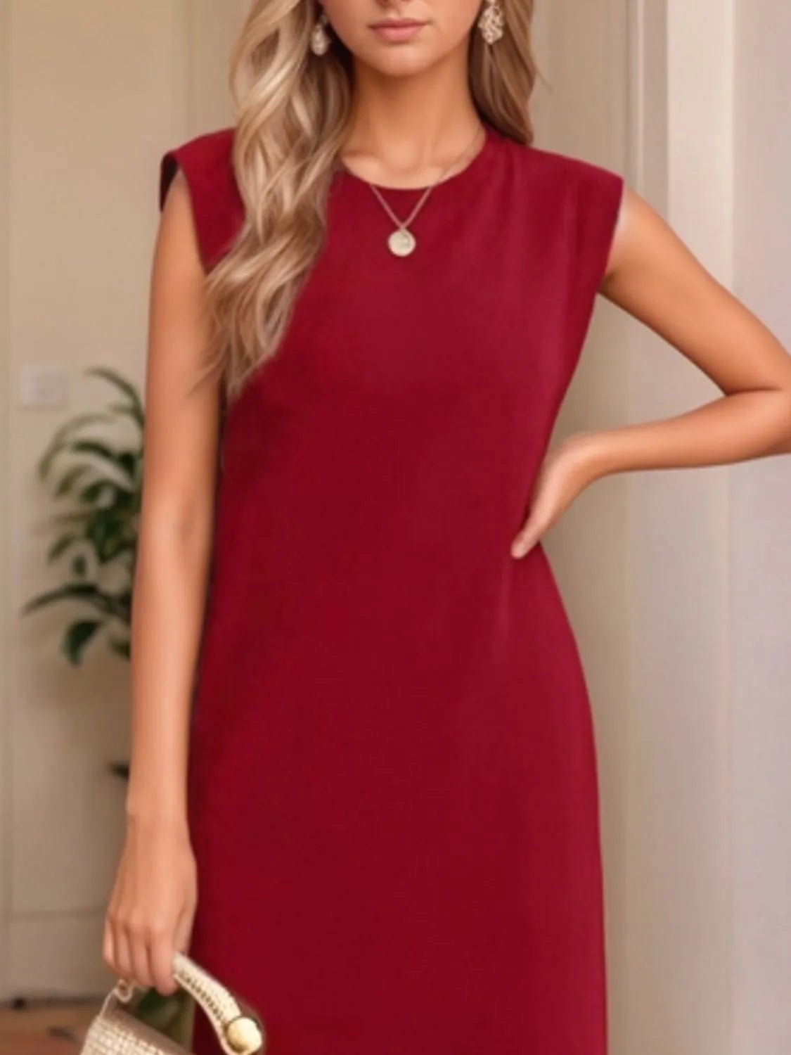 Full Size Slit Round Neck Sleeveless Maxi Tank Dress Plus Size women's fashion - N.O.T.WORLD N.O.TWORLD