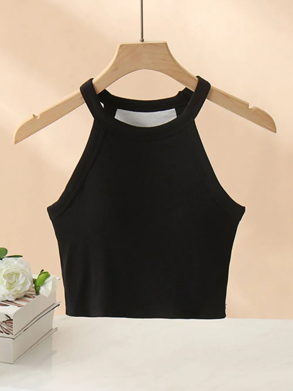 Ribbed Grecian Neck Cropped Tank with Chest Pads women's fashion - N.O.T.WORLD N.O.TWORLD