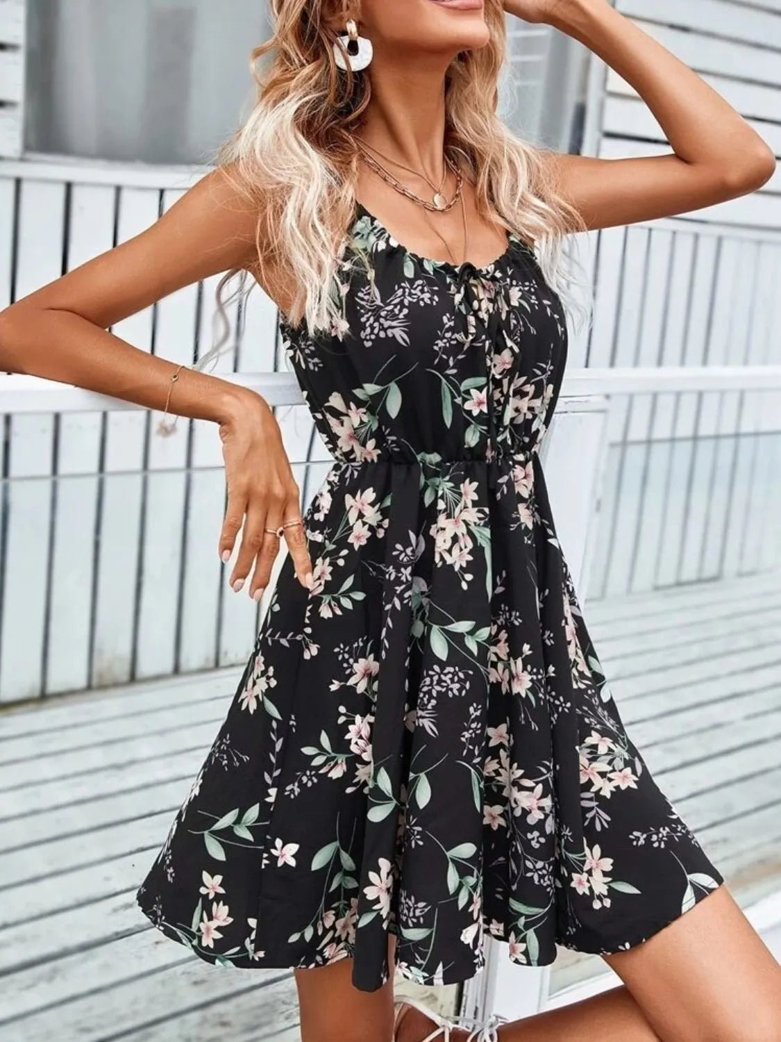 Floral Print Spaghetti Strap Summer Mini Dress women's fashion - N.O.T.WORLD N.O.TWORLD
