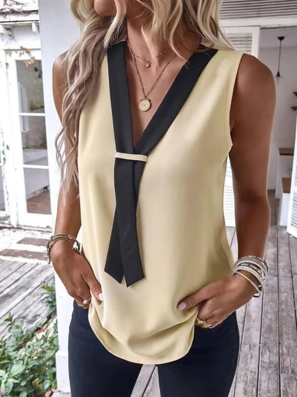 Full Size V - Neck Contrast Tank Plus Size women's fashion - N.O.T.WORLD N.O.TWORLD