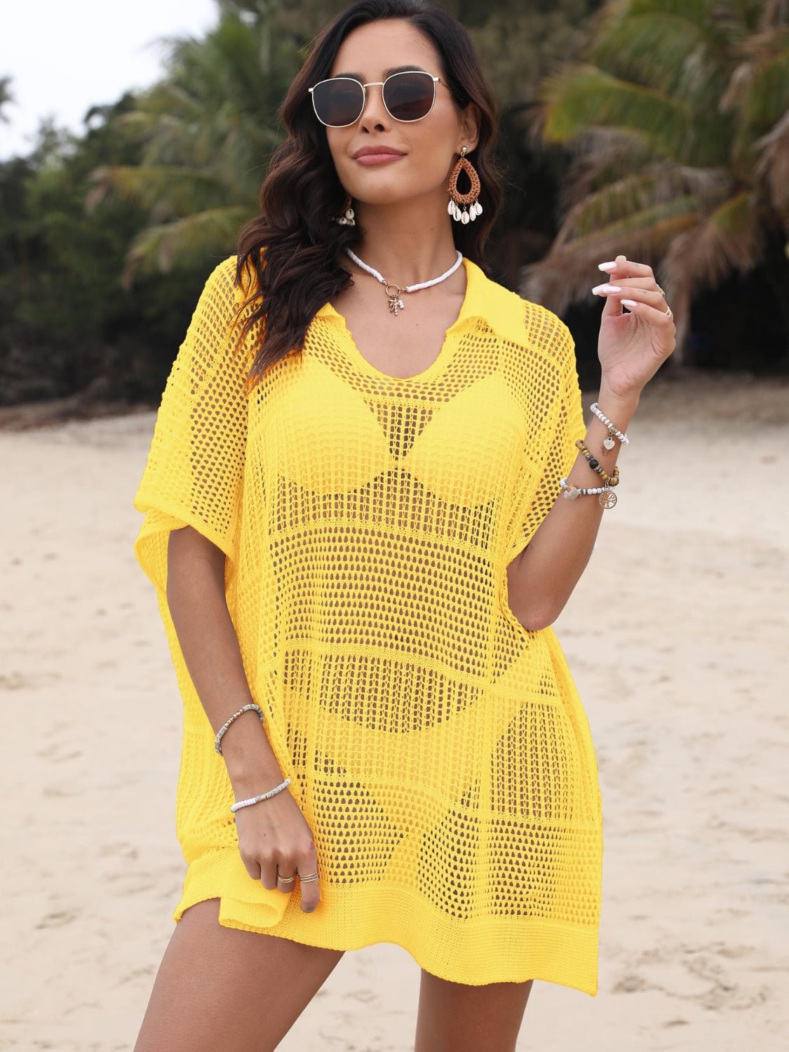 Hollow Out Collared Neck Cover - Up women's fashion - N.O.T.WORLD N.O.TWORLD
