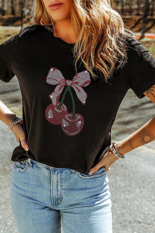 Cherry Graphic Round Neck Short Sleeve T-Shirt women's fashion - N.O.T.WORLD N.O.TWORLD