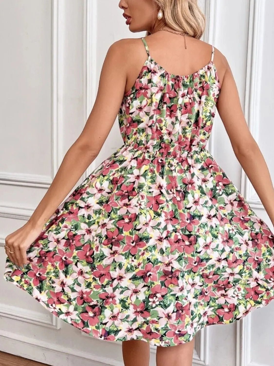 Floral Print Spaghetti Strap Summer Mini Dress women's fashion - N.O.T.WORLD N.O.TWORLD