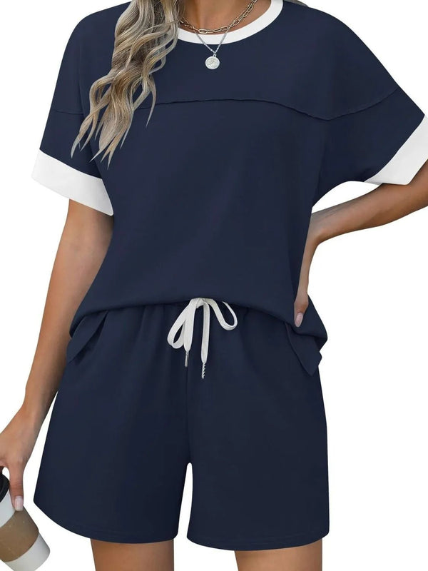 Round Neck Short Sleeve Top and Shorts Set women's fashion - N.O.T.WORLD N.O.TWORLD