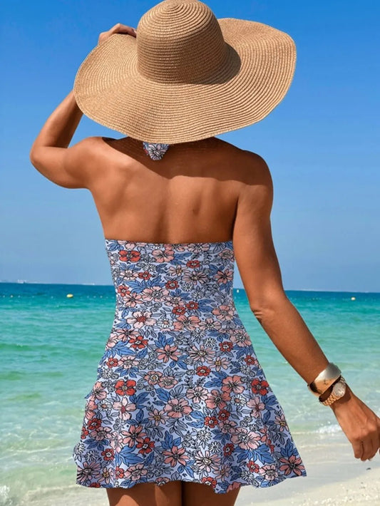 Cutout Printed Halter Neck One - Piece Swimwear women's fashion - N.O.T.WORLD N.O.TWORLD