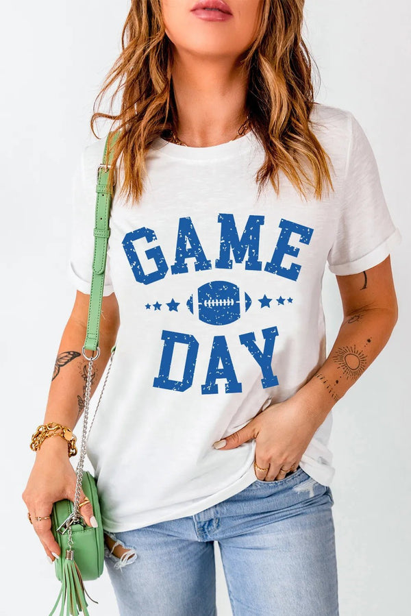GAME DAY Round Neck Short Sleeve T-Shirt women's fashion - N.O.T.WORLD N.O.TWORLD