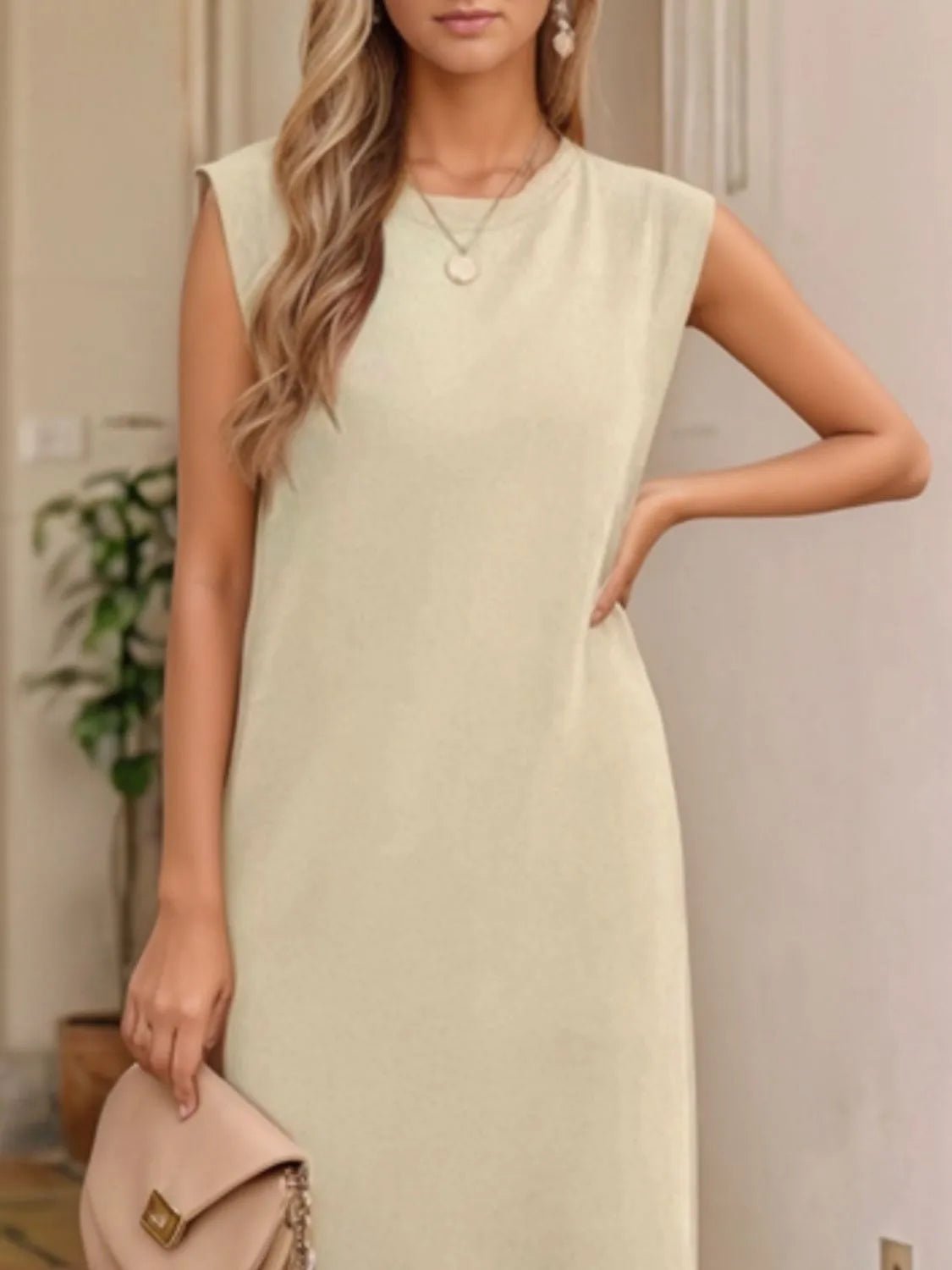 Full Size Slit Round Neck Sleeveless Maxi Tank Dress Plus Size women's fashion - N.O.T.WORLD N.O.TWORLD