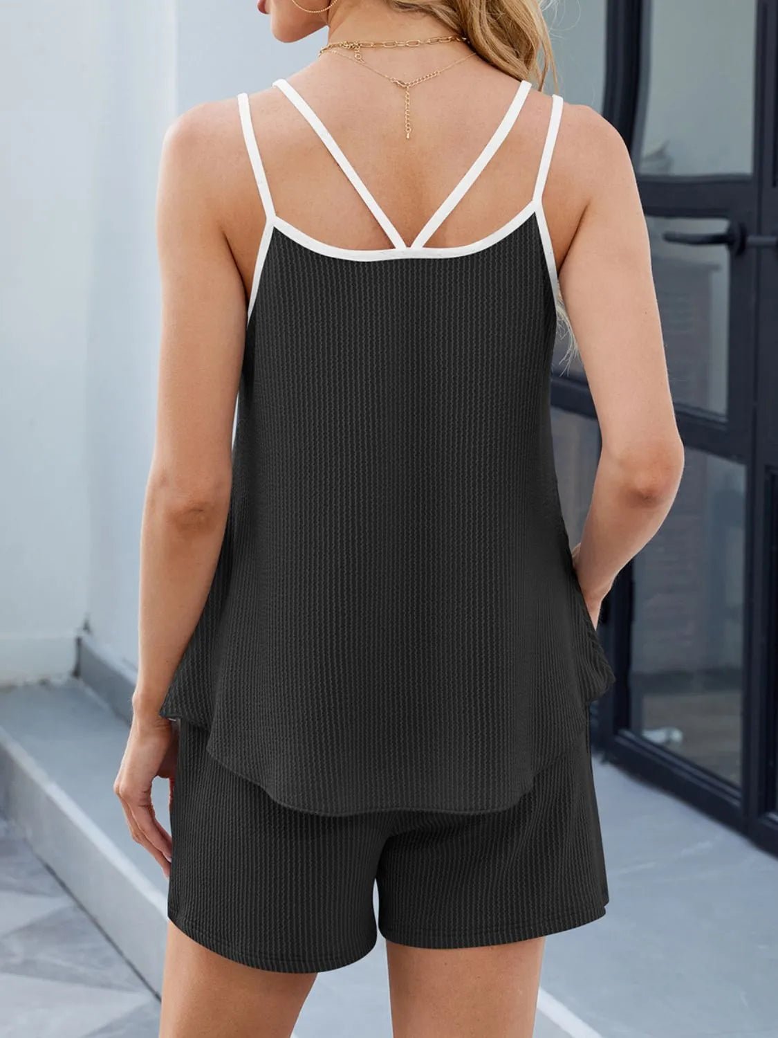 Casual Ribbed Tank Top and Shorts Set women's fashion - N.O.T.WORLD N.O.TWORLD