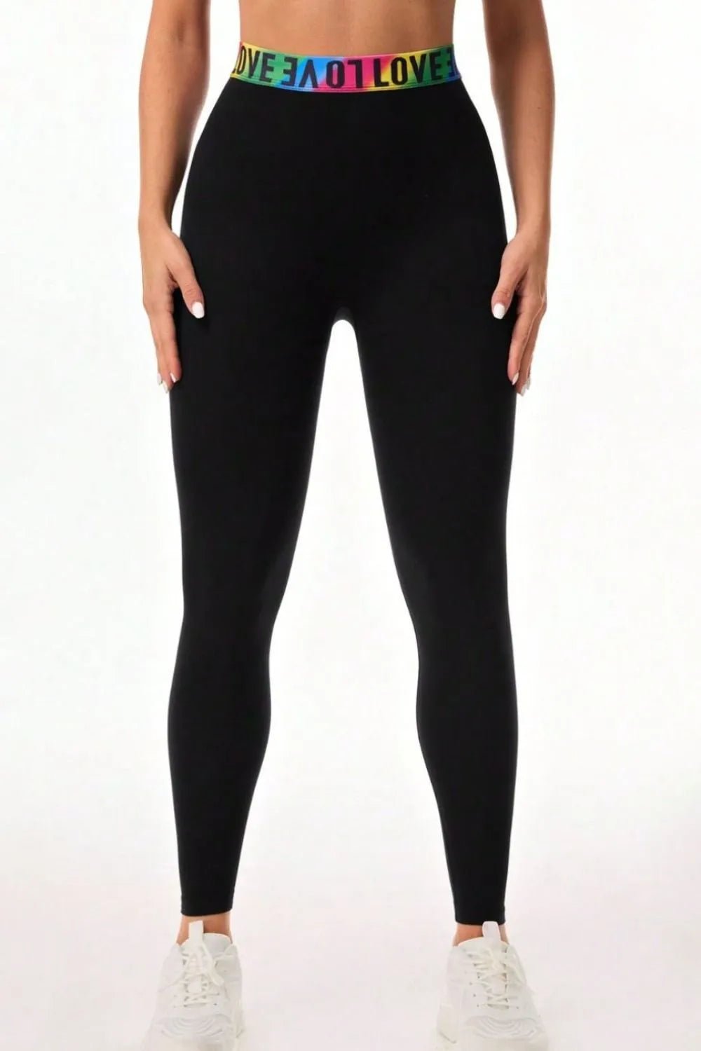 Letter Printed High Waist Active Leggings women's fashion - N.O.T.WORLD N.O.TWORLD