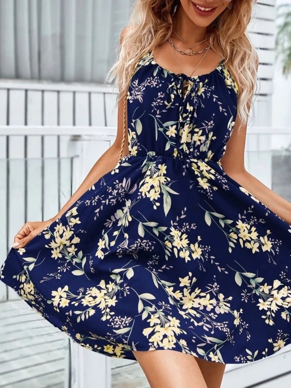 Floral Print Spaghetti Strap Summer Mini Dress women's fashion - N.O.T.WORLD N.O.TWORLD