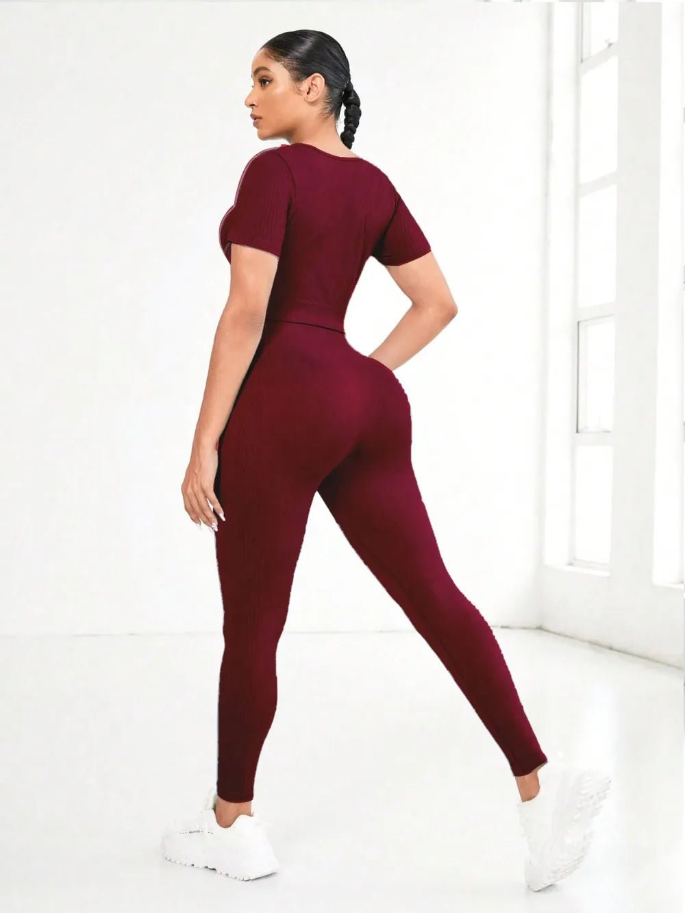 Round Neck Short Sleeve Top and Leggings Active Set women's fashion - N.O.T.WORLD N.O.TWORLD