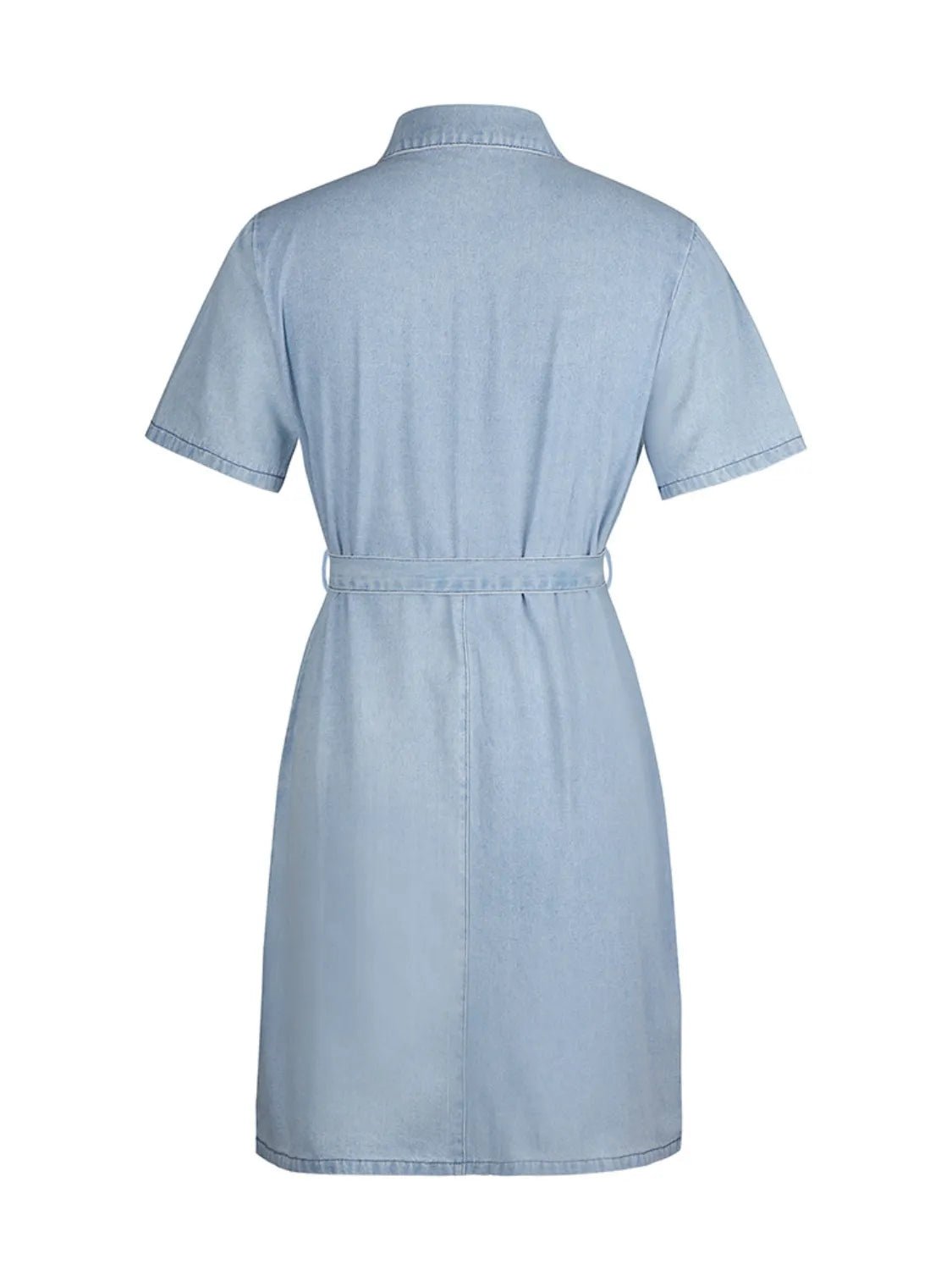 Full Size Zip Front Short Sleeve Denim Dress Plus Size women's fashion - N.O.T.WORLD N.O.TWORLD