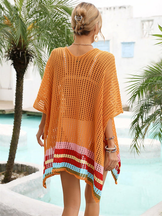 Slit Openwork V - Neck Half Sleeve Cover - Up women's fashion - N.O.T.WORLD N.O.TWORLD