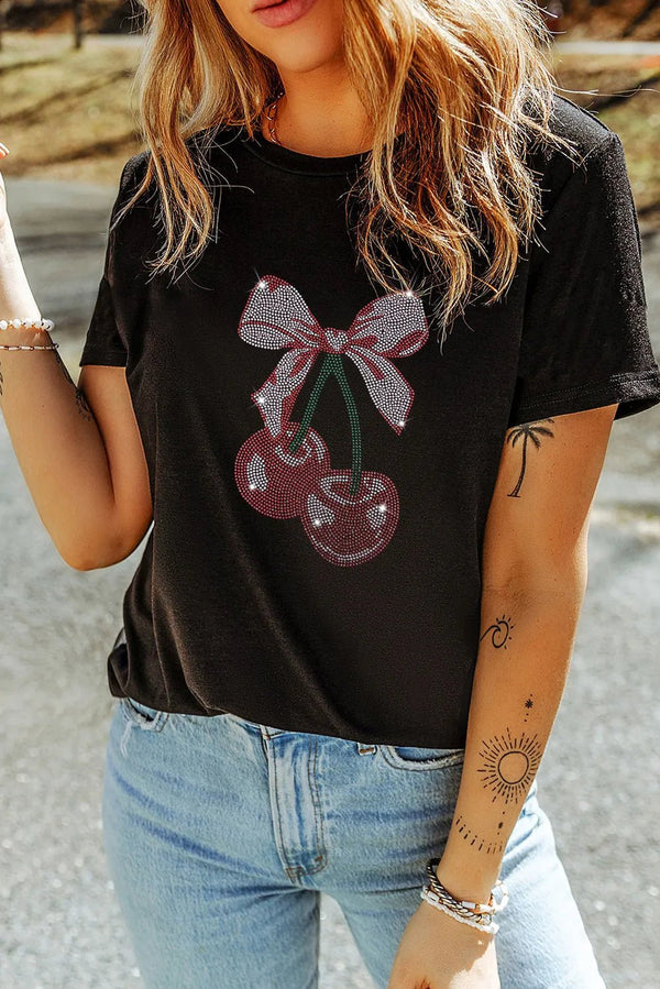 Cherry Graphic Round Neck Short Sleeve T-Shirt women's fashion - N.O.T.WORLD N.O.TWORLD