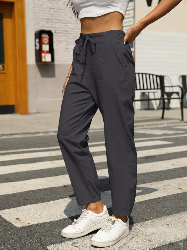 Elastic Waist Tapered Pants women's fashion - N.O.T.WORLD N.O.TWORLD