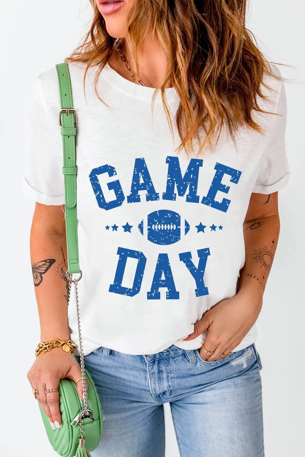 GAME DAY Round Neck Short Sleeve T-Shirt women's fashion - N.O.T.WORLD N.O.TWORLD
