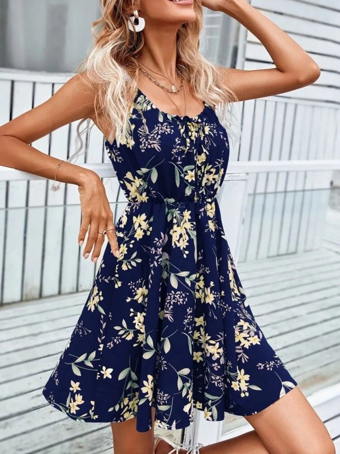 Floral Print Spaghetti Strap Summer Mini Dress women's fashion - N.O.T.WORLD N.O.TWORLD