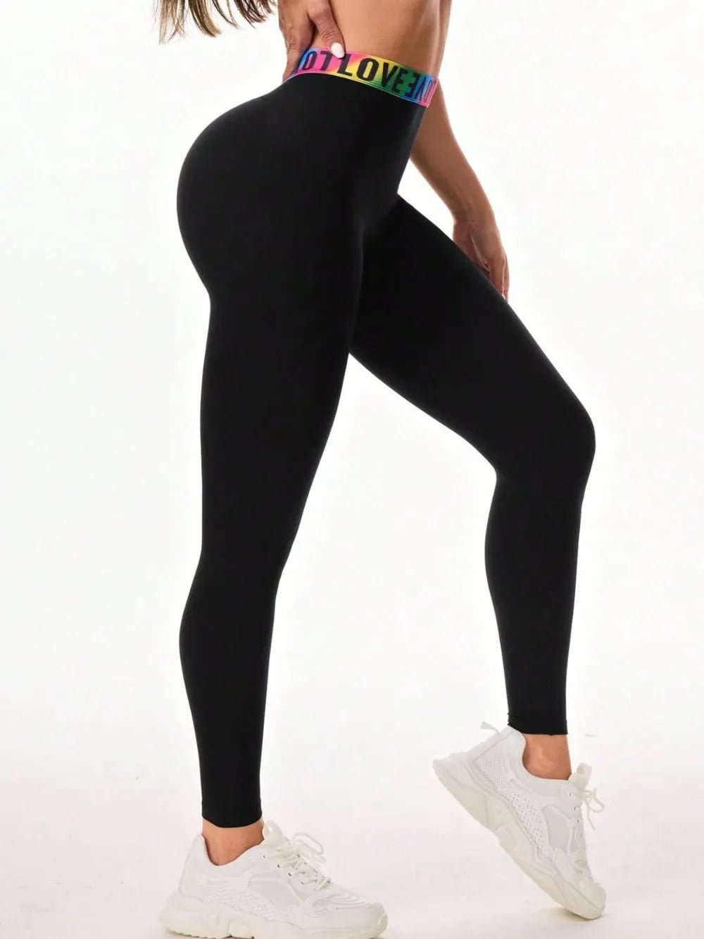 Letter Printed High Waist Active Leggings women's fashion - N.O.T.WORLD N.O.TWORLD