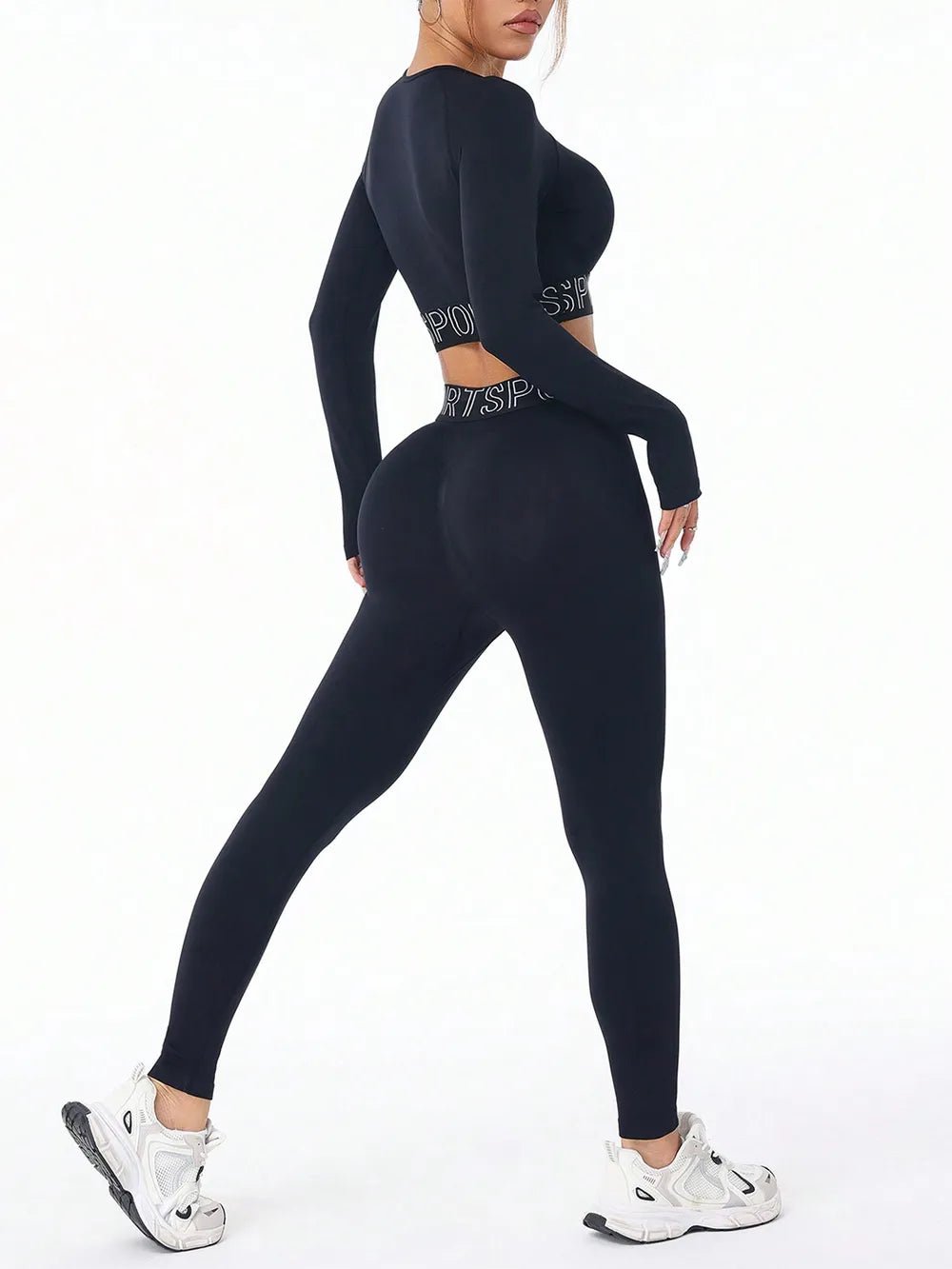 Letter Print Round Neck Long Sleeve Top and Leggings Active Set women's fashion - N.O.T.WORLD N.O.TWORLD