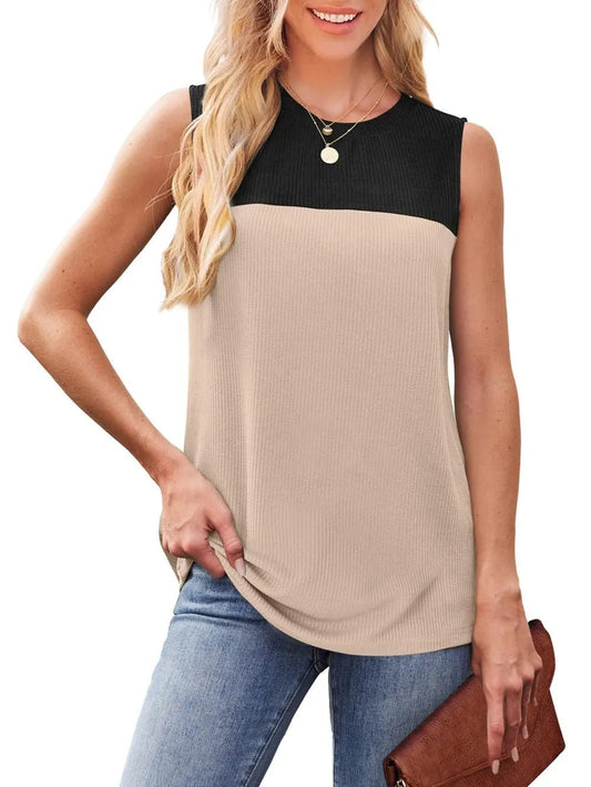 Color Block Round Neck Tank women's fashion - N.O.T.WORLD N.O.TWORLD