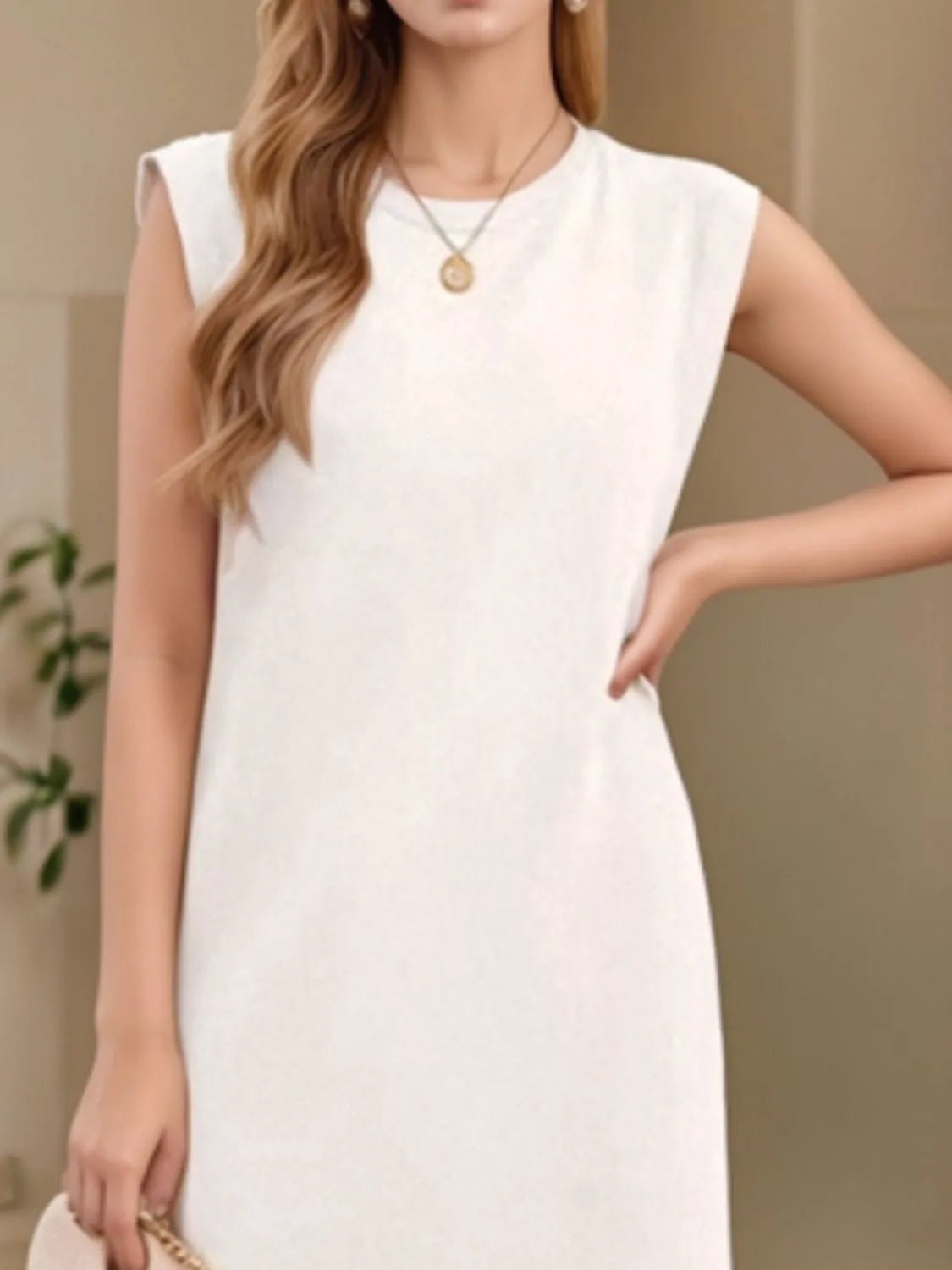 Full Size Slit Round Neck Sleeveless Maxi Tank Dress Plus Size women's fashion - N.O.T.WORLD N.O.TWORLD