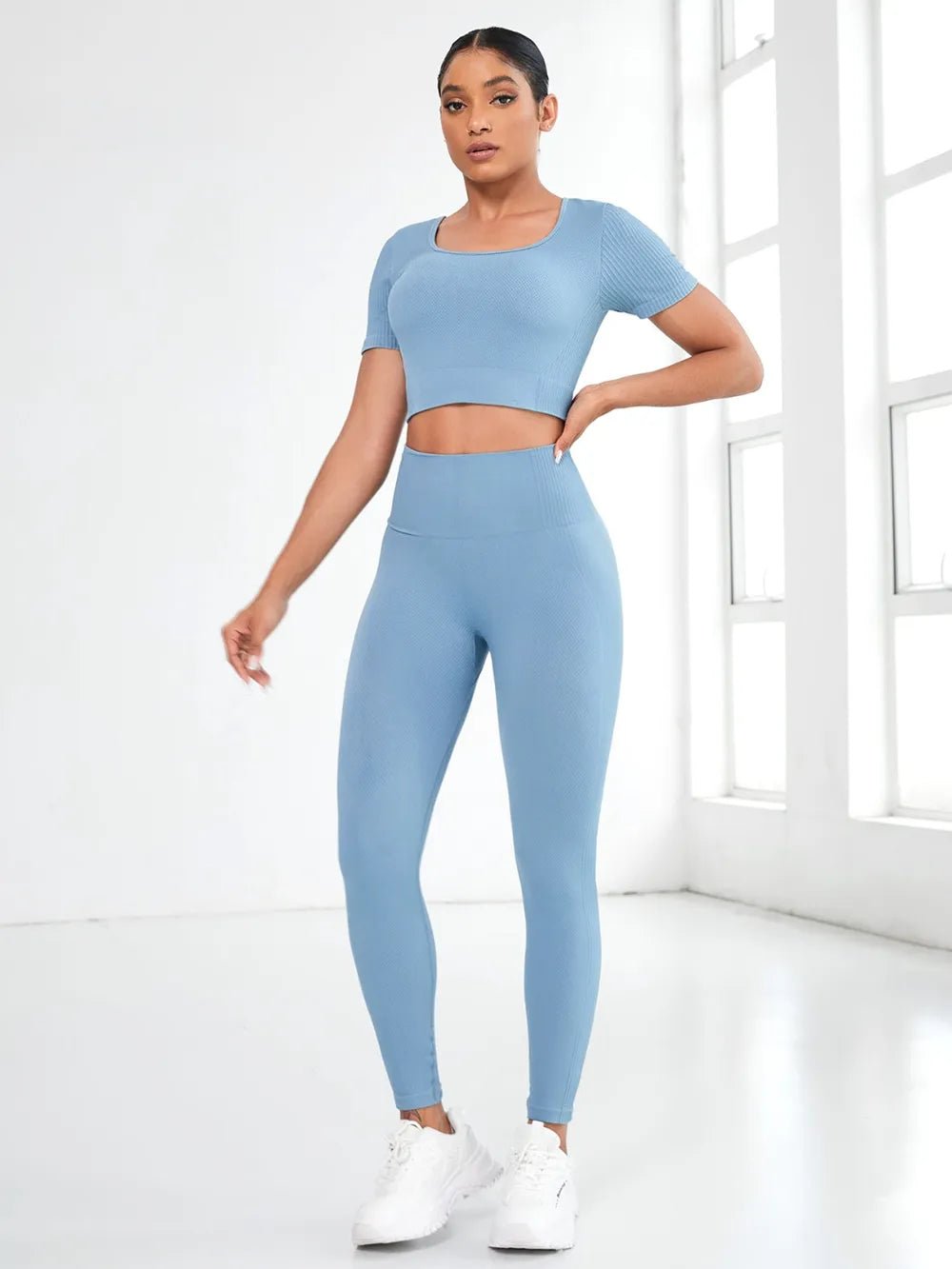 Round Neck Short Sleeve Top and Leggings Active Set women's fashion - N.O.T.WORLD N.O.TWORLD