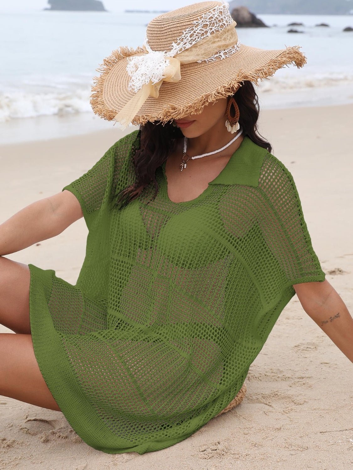 Hollow Out Collared Neck Cover - Up women's fashion - N.O.T.WORLD N.O.TWORLD