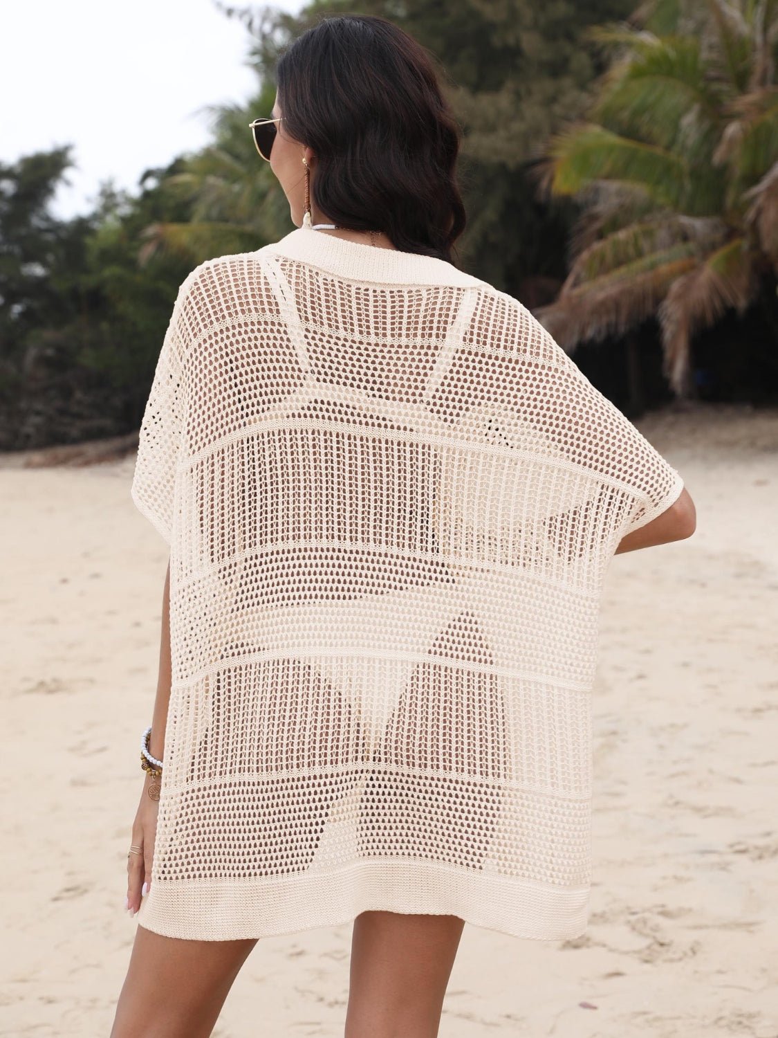 Hollow Out Collared Neck Cover - Up women's fashion - N.O.T.WORLD N.O.TWORLD