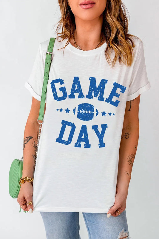 GAME DAY Round Neck Short Sleeve T-Shirt women's fashion - N.O.T.WORLD N.O.TWORLD
