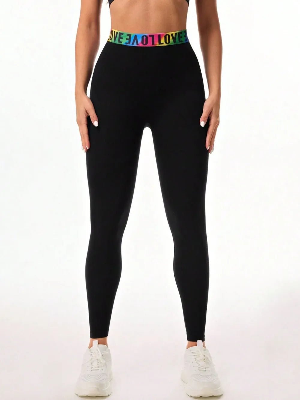 Letter Printed High Waist Active Leggings women's fashion - N.O.T.WORLD N.O.TWORLD