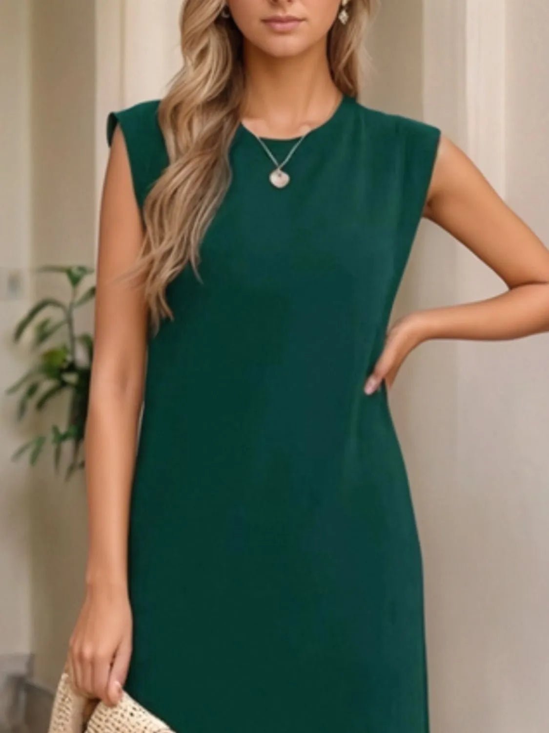 Full Size Slit Round Neck Sleeveless Maxi Tank Dress Plus Size women's fashion - N.O.T.WORLD N.O.TWORLD